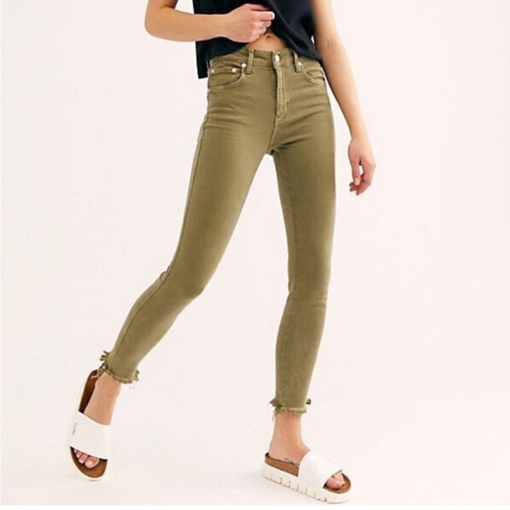 Free People Army Green Denim Pants